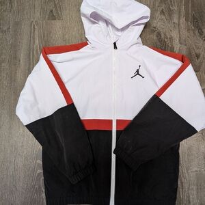Jordan White and Black Jacket with Red Logo